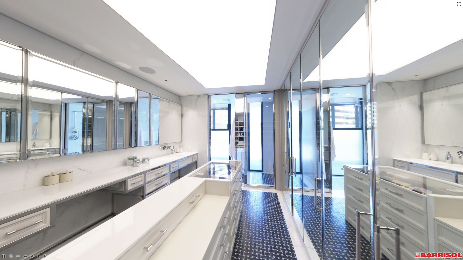 Salle de bain avec Plafond Barrisol - éclairage central